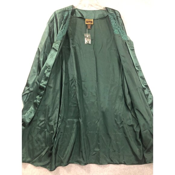 Solange Nightgown Womens Size 22/24 Satin Button-Down Dark Green Lace Trim Plus - Picture 6 of 8